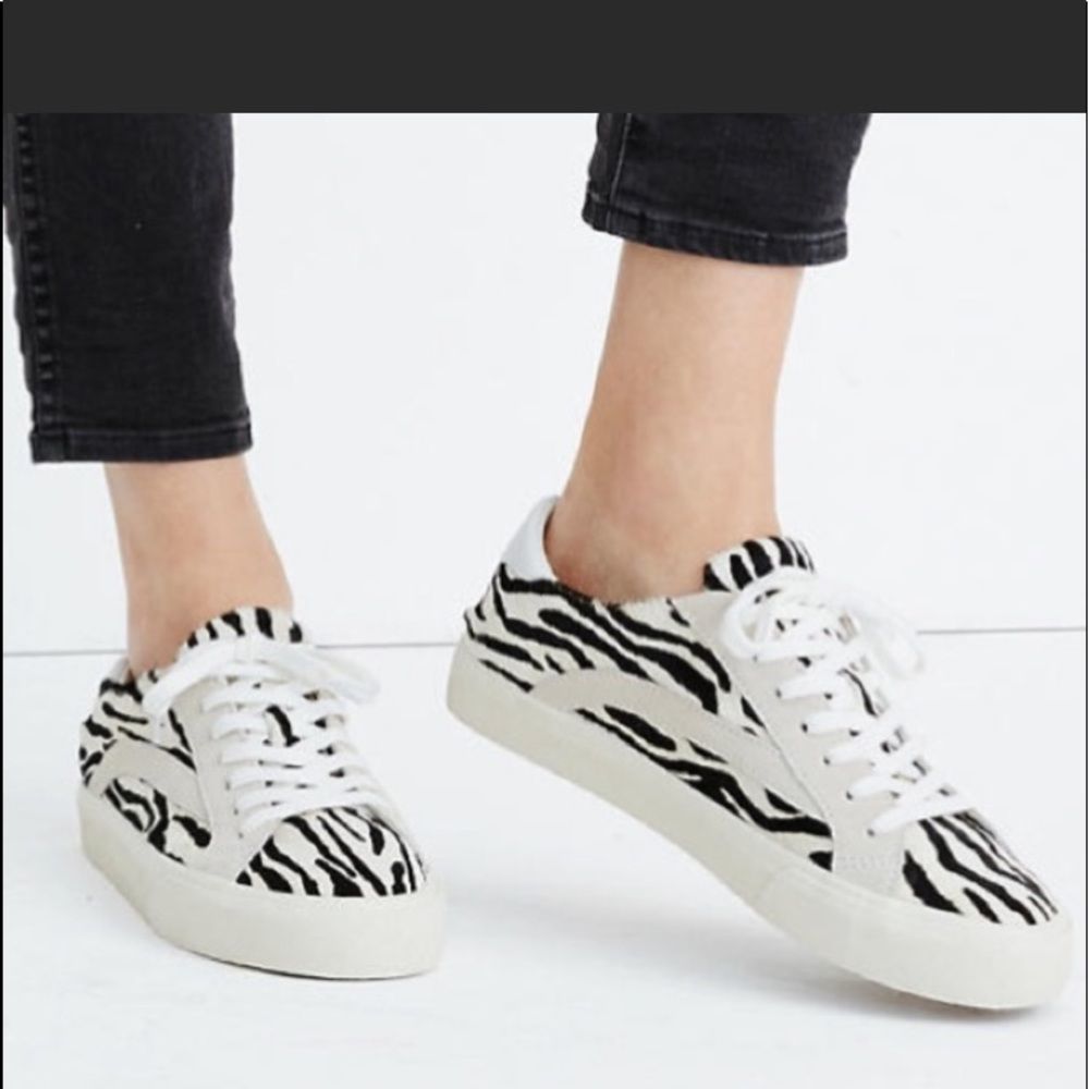 Madewell sidewalk lov-top sneakers zebra  calf hair